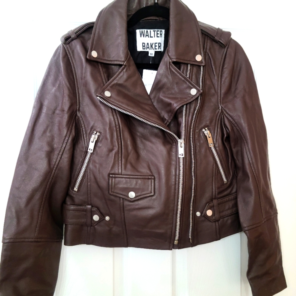 Walter Baker leather moto jacket sz M